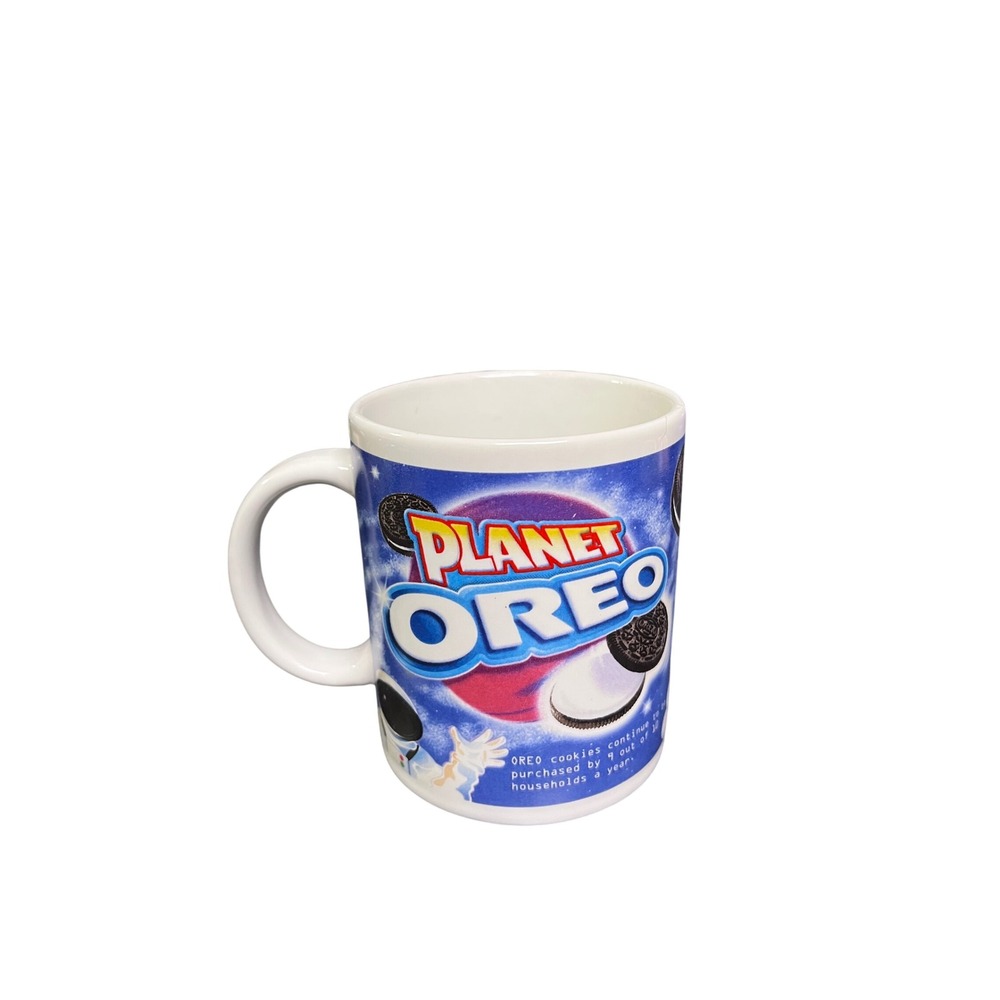 Planet Oreo Mug Coffee Cup Blue White Black Oreo Cookies Space Theme